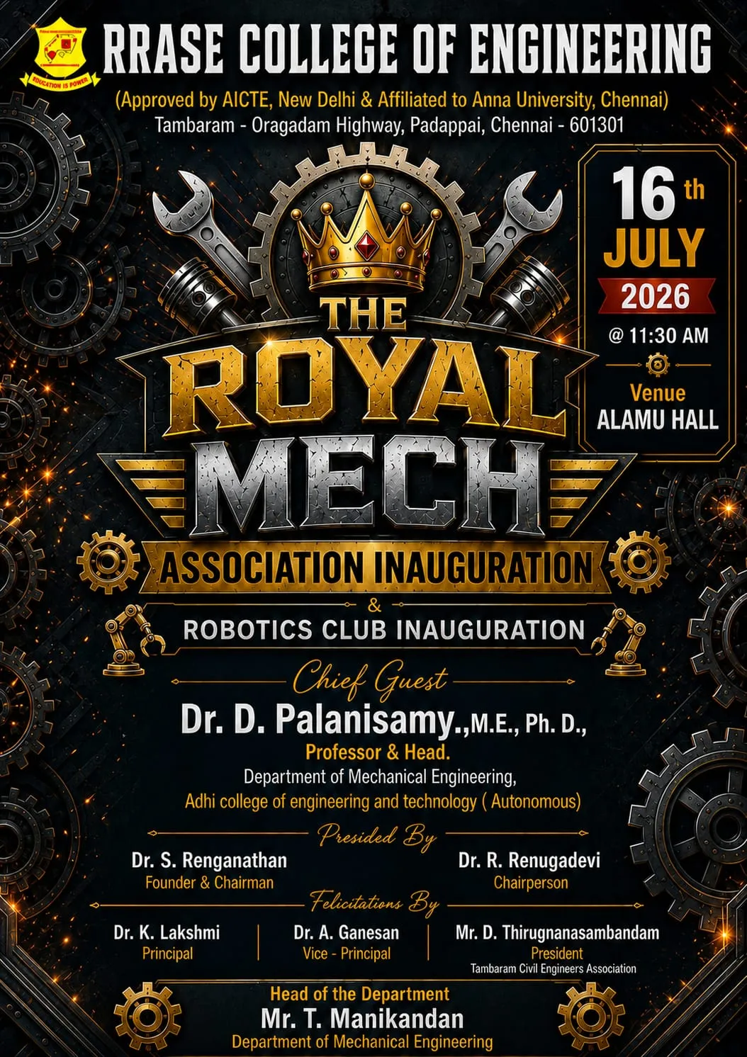 Royal Mech Association and Robotics Club Inauguration
